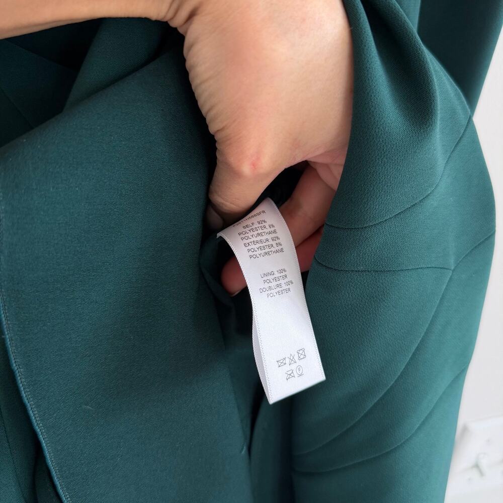 Carolina Herrera Crepe Pleated Midi Cocktail Dress Pine Green - Picture 8 of 12